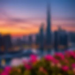 Scenic view of Dubai Marina at sunset