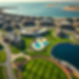 Stunning aerial view of a luxury golf estate in Dubai