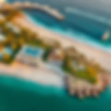 Aerial View of Ellington Beach House and Dubai Coastline Aerial view of Dubai coastline featuring Ellington Beach House in the landscape