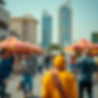 Vibrant cultural festival taking place in a public space in Dubai