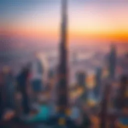 Breathtaking view of Burj Khalifa at sunset