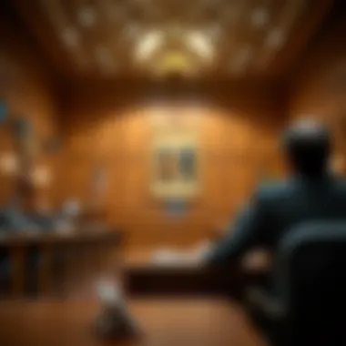 Trademark Enforcement in Courtroom Courtroom scene depicting trademark enforcement