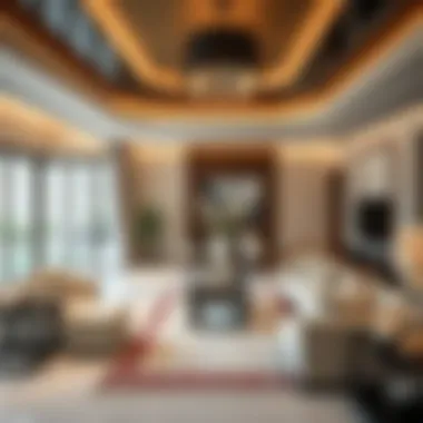 Elegant Interior Design of Al Mamzar Villa Spacious living room of a villa in Al Mamzar
